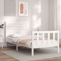 cama individual  cama para adultos  estructura de cama con cabecero madera maciza blanco 90x200 cm cfw847688