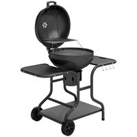 outsunny barbacoa de carbon con ahumador termometro y mesas laterales 129x635x1065 cm   aosom espana