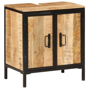 Mueble De Baño Madera Maciza De Mango Y Hierro 55x35x60 Cm Vidaxl