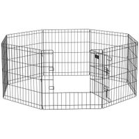 pawhut parque de juegos para perros 8 paneles 61x61 cm jaula metalica para mascotas con puerta y doble cerradura negro   aosom espana
