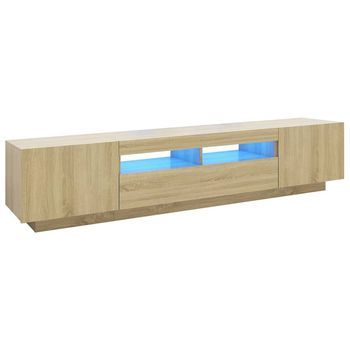 Armario Tv Con Luces Led Color Roble Sonoma 200x35x40 Cm Vidaxl