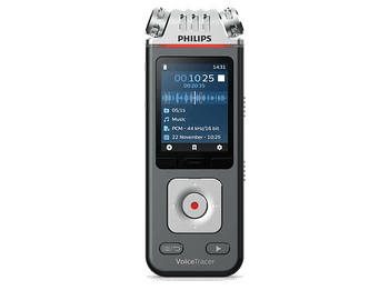 Grabadora de voz - Philips DVT6115, 8 GB, Pantalla color LCD, Antracita/Cromo