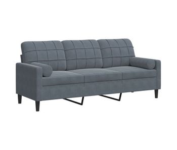 Vidaxl sofá de 3 plazas con cojines terciopelo gris oscuro 180 cm