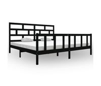 estructura de cama de madera maciza de pino negro 200x200 cm