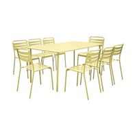 set mesa de jardin bistro de acero con 8 sillas 160cm amarillo