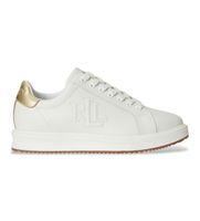 lauren ralph lauren para mujer 802974379002 zapatillas ainsley de piel con ribete blanco 40 plano cordones casual deportivo