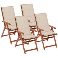 juego de 4 cojines para sillas de jardin en tela crema 120x50x3 cm dec021547