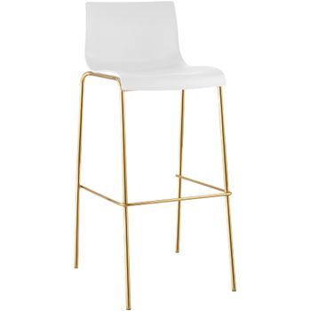 Taburete De Bar Hover Base Cuatro Patas Plástico Dorado Blanco 48x43x100 Cm Clp