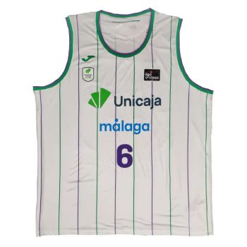 Camiseta Kameron Taylor Unicaja Malaga blanca segunda equipación Liga Endesa 2025 Joma