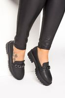 limited collection mocasines plataforma negros cadena ancho especial