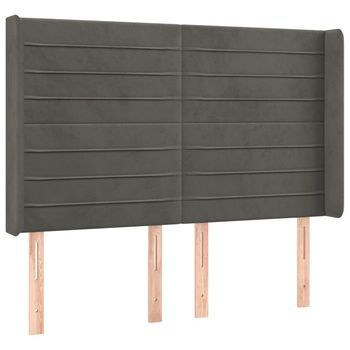 Cabecero Con Orejas De Terciopelo Gris Oscuro 147x16x118/128 Cm