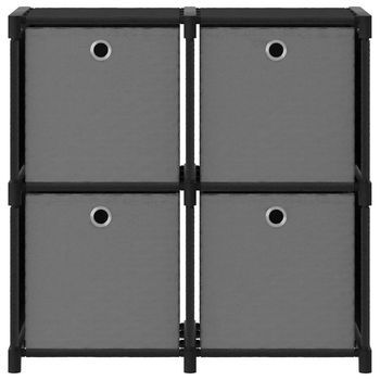 Estanteria | Librería Industrial | Estante De 4 Cubos Con Cajas De Tela Negro 69x30x72,5 Cm