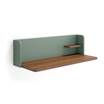 Escritorio de pared de melamina nogal y verde 25x90x35 cm
