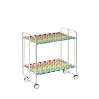 carrito auxiliar plegable bauhaus con ruedas - armazon metalico blanco 2 niveles y 4 posiciones ajustables82