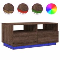 mesa de centro con luces led marron roble 90x49x40 cm vidaxl