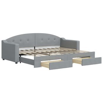 Cama Para Adulto | Cama Individual | Sofá Cama Nido Con Cajones Tela Gris Claro 80x200 Cm
