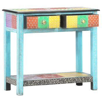 Mesa Consola | Mesa De Entrada | Mesa Auxiliar Pintada A Mano Madera Maciza De Mango 80x35x75 Cm
