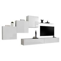 conjunto de muebles de salon mural switch x diseno color blanco brillante