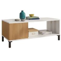 mesa de centro salon comedor tokio estilo noridco en roble ryado y blanco albo 100x41 cm