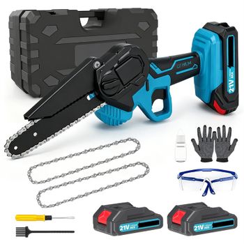 Motosierra Eléctrica, Corte de Madera de Alta Eficiencia, Mini Cortadora Portátil de 6 Pulgadas Compatible con Baterías de Litio de 18V para Recorte de Jardín y Tala de Árboles