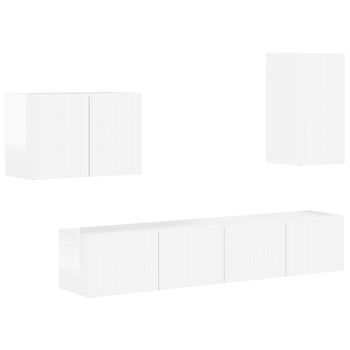 Conjunto De Mueble Para Tv De Pared 4 Uds. Brillante Vidaxl