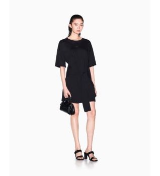 A|X Armani Exchange para mujer. XW002085AF10356UC001 Vestido Redondo negro (M), Casual, Algodón, Manga corta