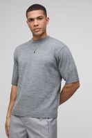 camiseta regular de punto jaspeada gris