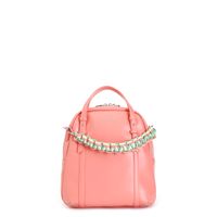 mochila de mujer con asas y accesorio bandolera trenzada multicolor salmon