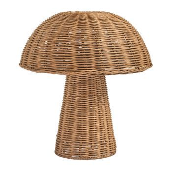 Lámpara De Mesa Boho Con Pantalla De Ratán Y Base De Mimbre Para Salón Y Dormitorio Marrón Alero