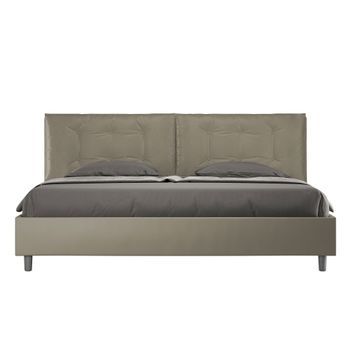 Cama Matrimonial Con Somier Acolchada 200x200 Cuero Sintético Capuchino Annalisa Large