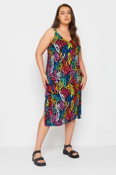 Yours Vestido Playero Estampado Cebra Arcoíris, Mujer Curvy Y Tallas Grandes, Yours
