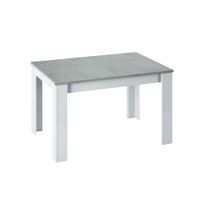 mesa de comedor extensible cemento y blanco artik