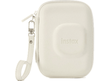 Funda cámara - Fujifilm Instax Mini Liplay Case, Terciopelo, Cierre de Cremallera, Misty White