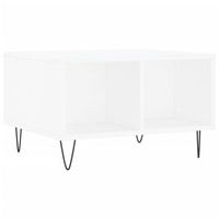 mesa de centro con 4 compartimentos diseno moderno 60 x 50 x 365 cm madera de ingenieria blanca y metal dec037915