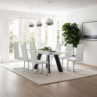4 sillas de comedor ergonomicas y altas forma de c simil cuero blanco