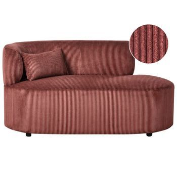 Chaise Longue Tapizado En Pana Con Cojín Decorativo Versión Izquierda Rojo Vanvey