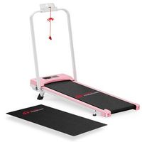 cinta de correr con pasamanos c1 con alfombrilla velocidad 1-10kmh 5 inclinacion manual rosa rattantree