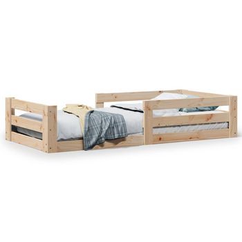 Cama Individual | Cama De Adulto | Estructura De Cama Sin Colchón Madera Maciza De Pino 70x140 Cm