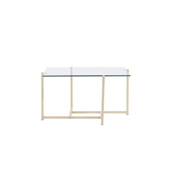 Mesa baja cuadrada de vidrio y metal 80x80cm - Beige