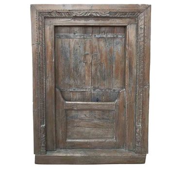 Ventana de madera acabado artesanal marrón 99x11x148h cm