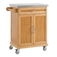 carrito de cocina con 2 puertas y 1 cajon bambu color natural