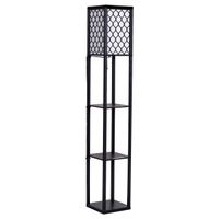 costway lampara con estante de madera con 3 niveles para decoracion salon y dormitorio negro 160 x 26 x 26 cm
