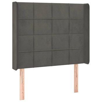 Cabecero Cama Mueble De Dormitorio Con Led De Terciopelo Oscuro 93 X 16 X 118/128 Cm Gris M02_0008928