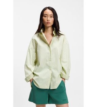 BOSS para mujer. 50559241 Camisa Bostatta verde (36), Casual, Algodón, Manga larga
