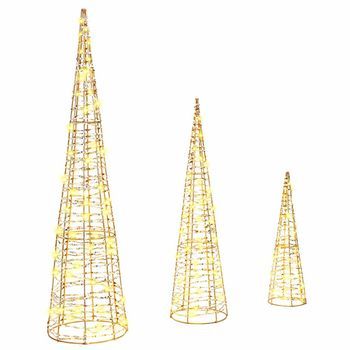 Árbol De Navidad | Decoraciones De Navidad Con 90 Led 3 Piezas Cálido 20 X 20 X 80 Cm Pet
