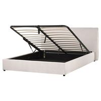 cama con almacenaje de terciopelo blanco crema 160 x 200 cm otomana cabecero lavaur