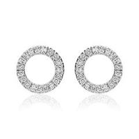 pendientes circulos de oro blanco de 14 quilates con diamantes