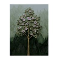 cuadro con arbol verde aluminio-dibond multicolor 30x40 cm