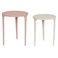 mesita auxiliar set 2 aluminio 40x40x50 rosa