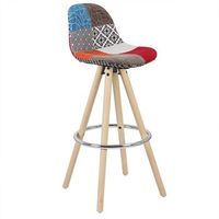 taburete de bar tela  madera con reposapies 385 x 33 x 965 multicolorwoltu